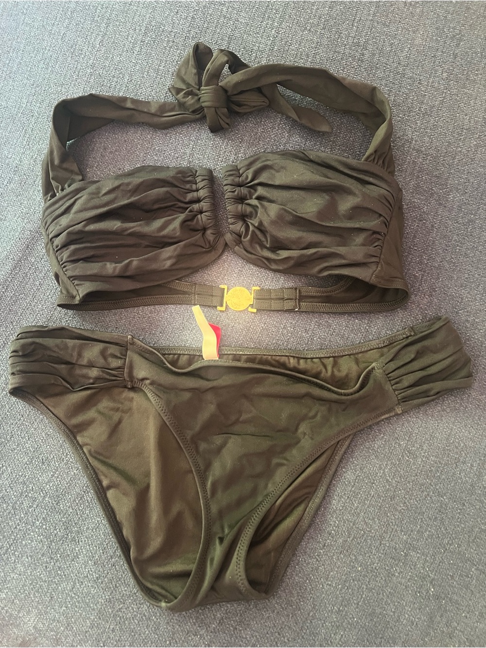 Black Victoria Secret Ruched Bandeau Bikini Set - Women Swim